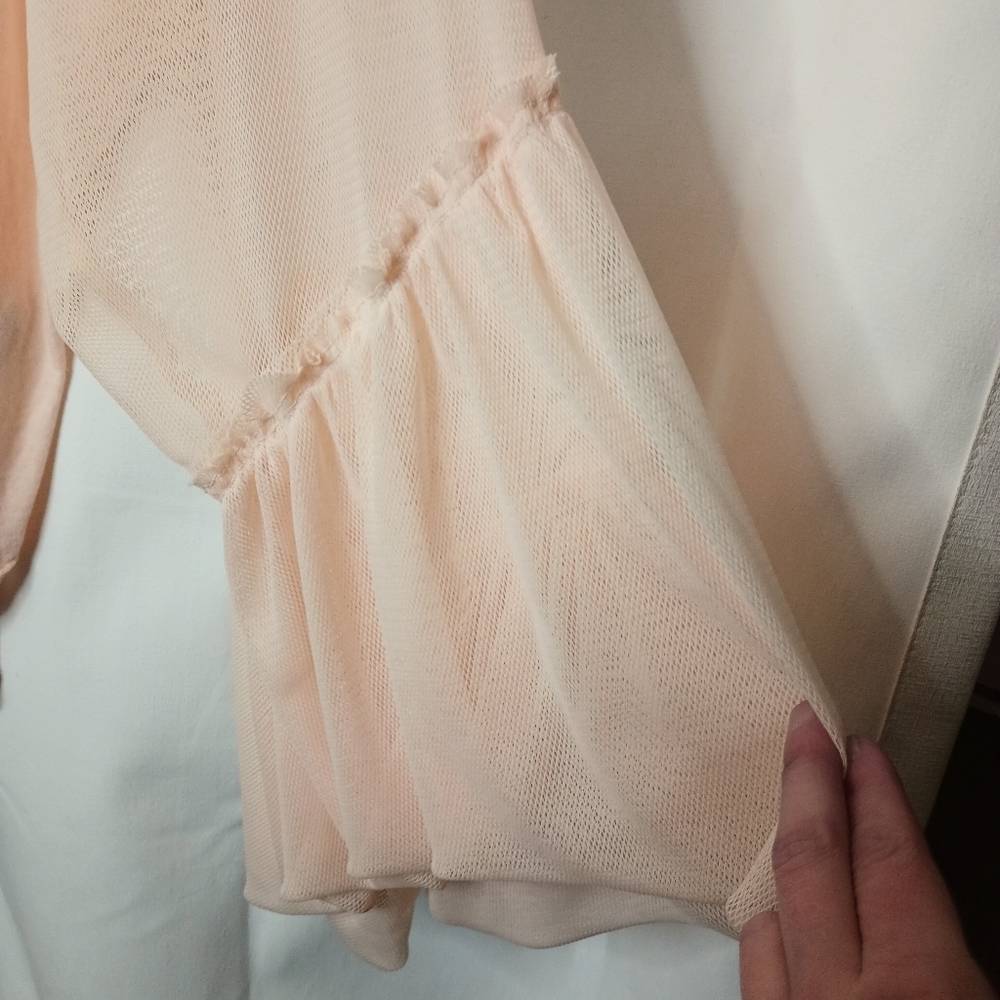 Free People Still Got It Top Small Pink Mesh Ruffle Bell Sleeve Coquette Ballet - Picture 6 of 13